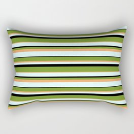 [ Thumbnail: Green, Brown, Light Cyan, and Black Colored Stripes/Lines Pattern Rectangular Pillow ]