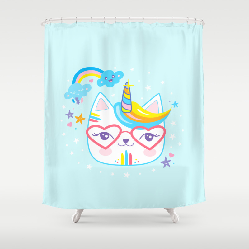 Caticorn Unicorn Crazy Cat Lady Kawaii Gift Unicat Shower Curtain