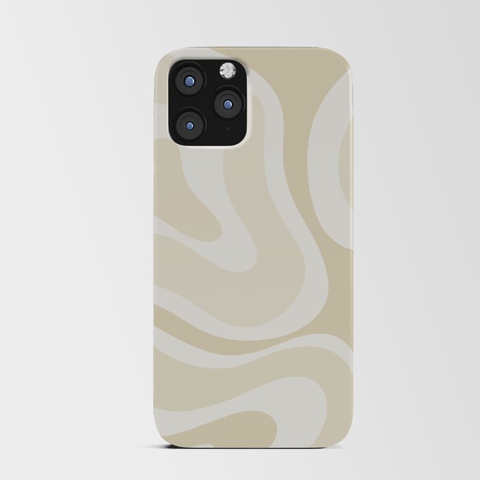 Modern Retro Liquid Swirl Abstract in Light Linen Beige iPhone Card Case