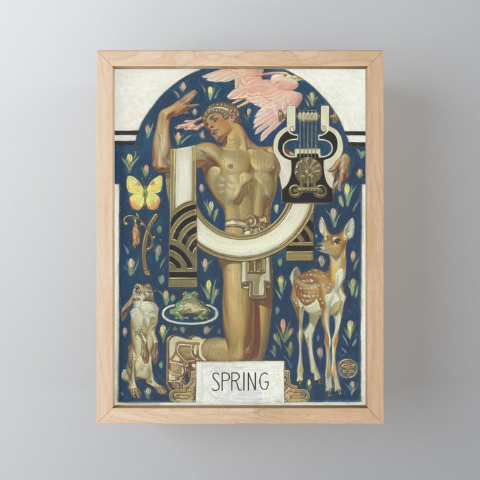Spring - Apollo and animals  - Joseph Christian Leyendecker  Framed Mini Art Print