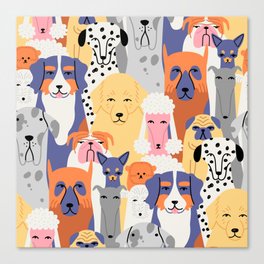 Funny dog animal pet cartoon crowd texture Canvas Print
