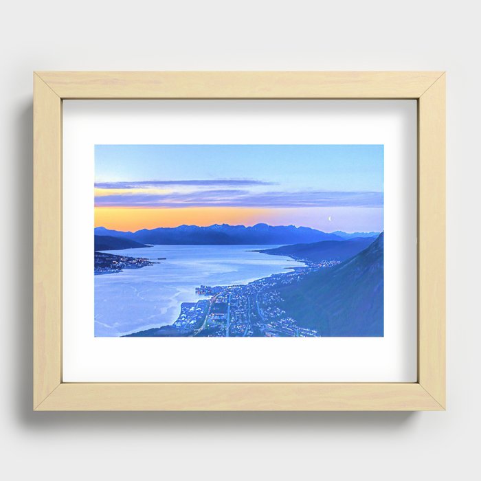 Calm Nordic Lakeview Sunset of Tromso, Norway Scandinavia Recessed Framed Print