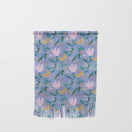 Periwinkle Floral Leopard Jungle Wall Hanging