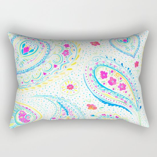 Watercolor Paisley Aqua Rectangular Pillow