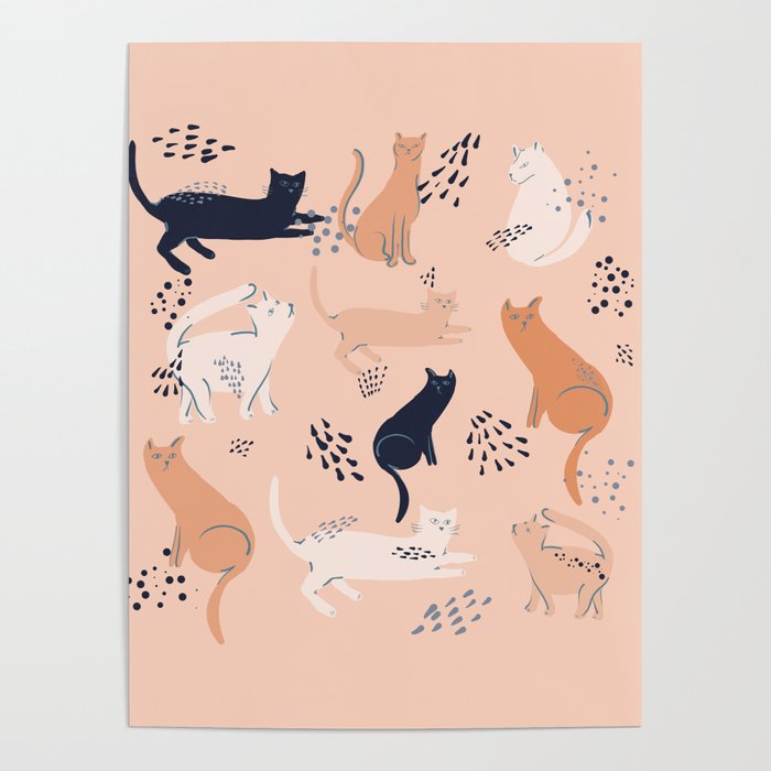 Cats in pink Poster