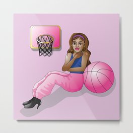 Fashion Basketball Girl Illustration Metal Print