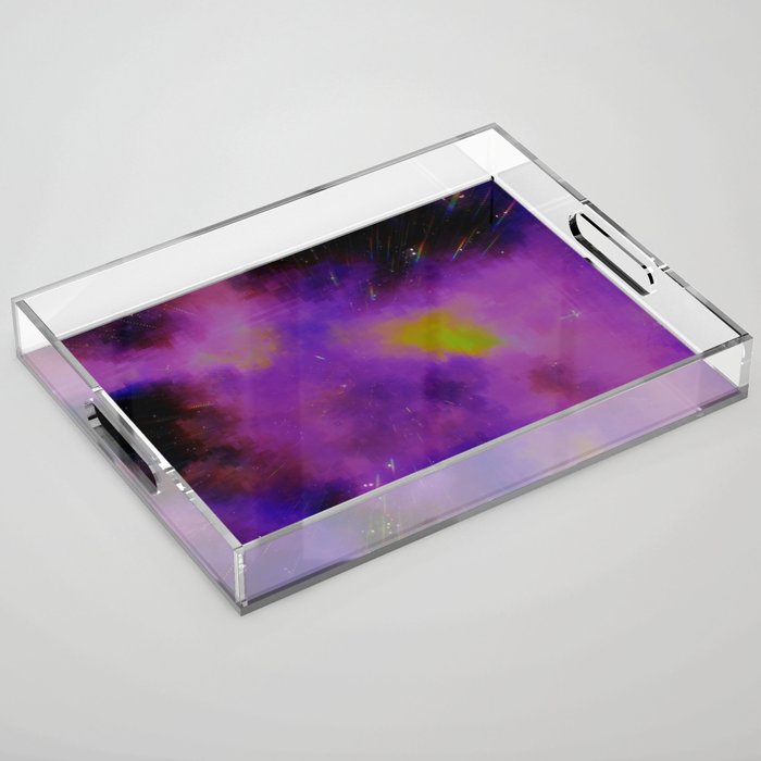 Digital glitch and distortion cosmos Acrylic Tray