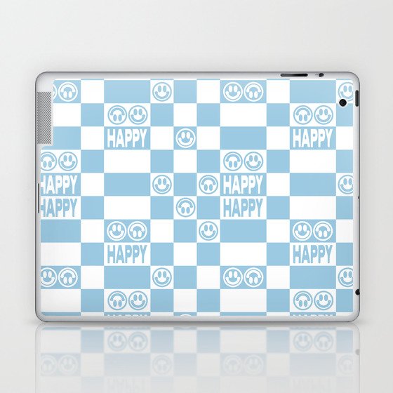 HAPPY Checkerboard (Morning Sky Light Blue Color) Laptop & iPad Skin