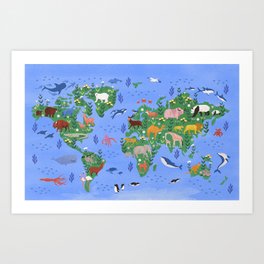 Earth Day, World map Art Print