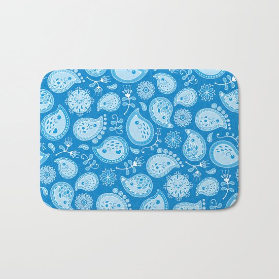 Hedgehog Paisley_Blue Pool Bath Mat