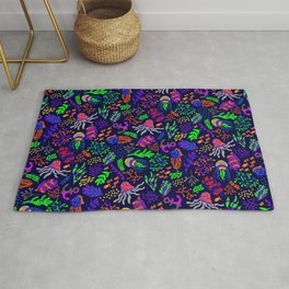 Black Light Ocean Creatures Pattern Area & Throw Rug