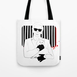Bold Karl Lagerfeld and his cat illustration Tote Bag