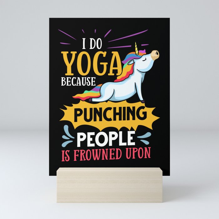 Yoga Unicorn Beginner Workout Quotes Meditation Mini Art Print