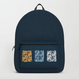 Geometric Square Pattern in Blue Orange and White Backpack