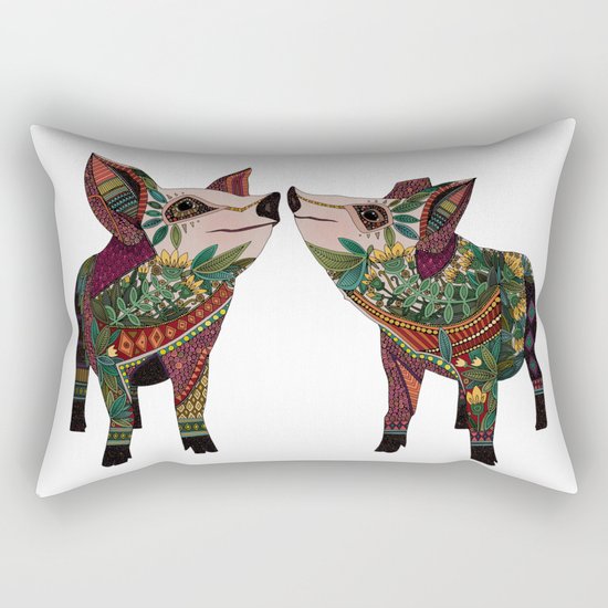 pig love white Rectangular Pillow