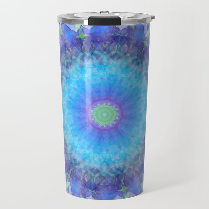 Organic Purple Art - Wild Iris Mandala Travel Mug