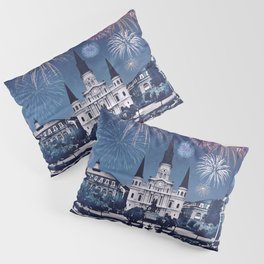 New Orleans Fireworks Iconic Cityscape Pillow Sham