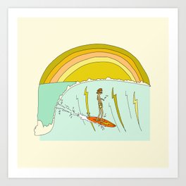 gerry lopez pipeline 70s daydreams // retro surf art by surfy birdy Art Print