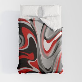 Liquify - Red, Gray, Black, White Duvet Cover
