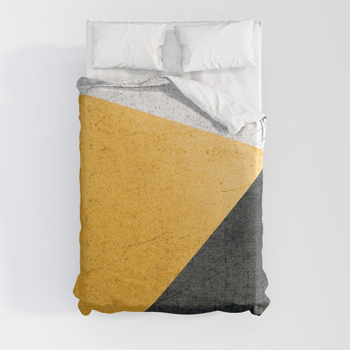 Modern Yellow & Black Geometric Duvet Cover