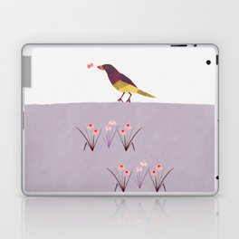 Bird with Butterfly on the Hill - Purple and Light Purple Laptop Skin