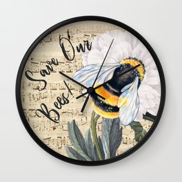 Save The Bees Collage Wall Clock