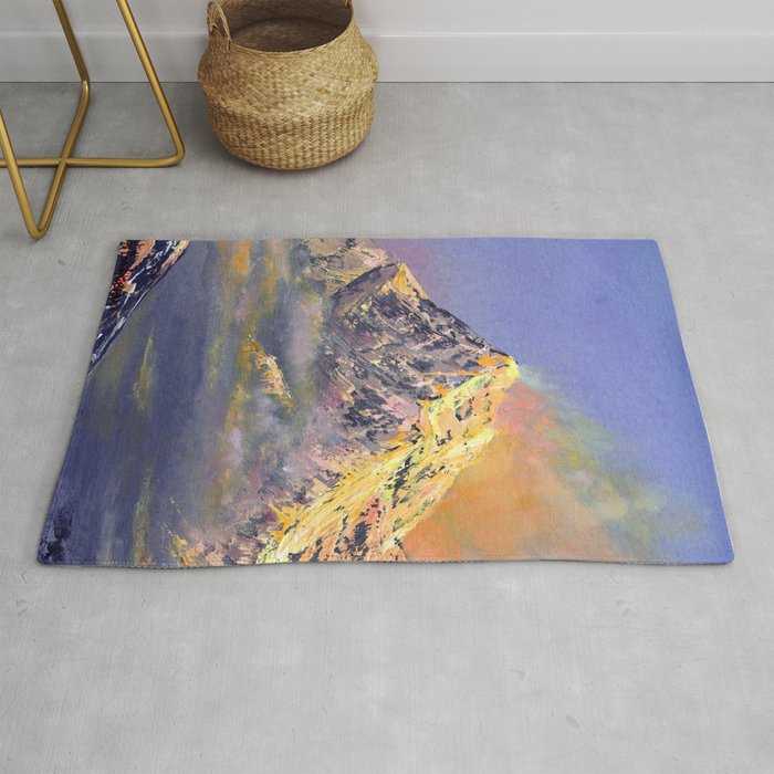 Everest Sunrise Oil Painting Digital Art Print Rug By