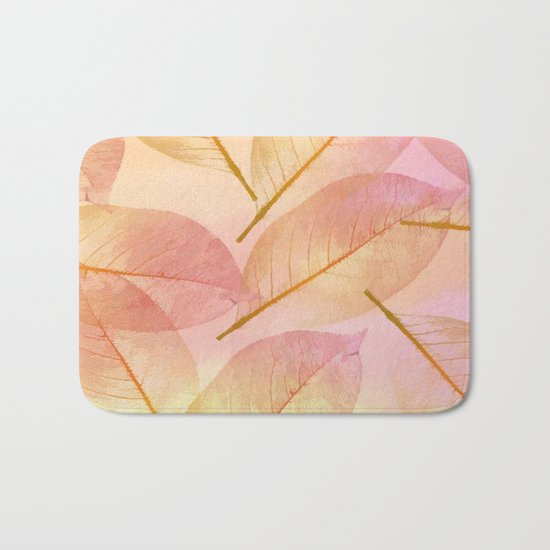 Pastel Fall Leaf Abstract Bath Mat