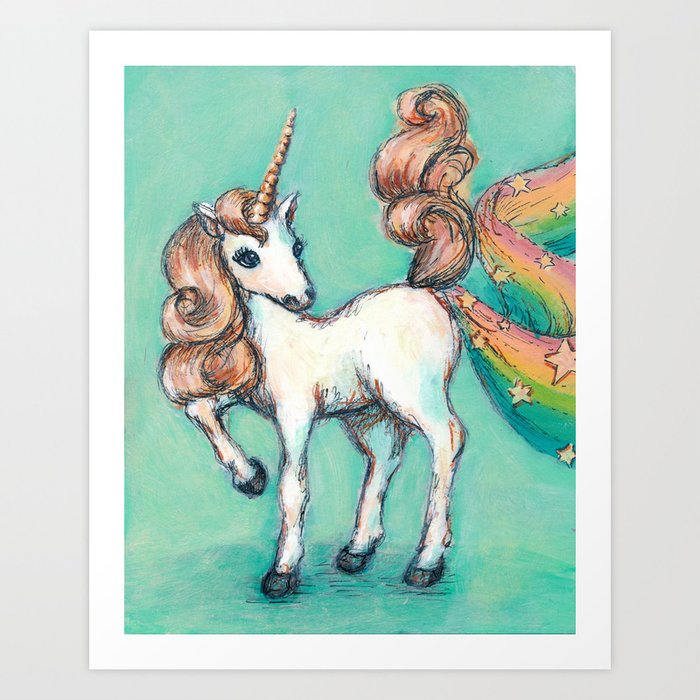 Unicorn Farting Rainbows And Stars Art Print By Jennydaledesigns