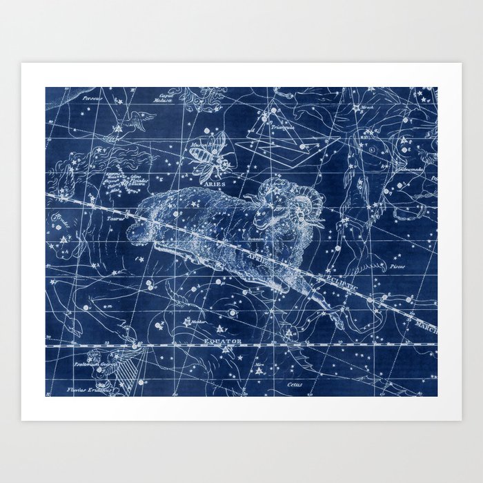 Aries sky star map Art Print