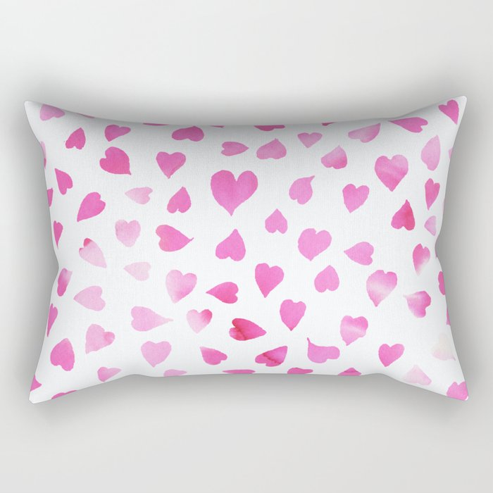 Blush pink hand painted watercolor valentine hearts Rectangular Pillow