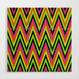 Chevron Design In Green Lime Red Pink Zigzags Wood Wall Art