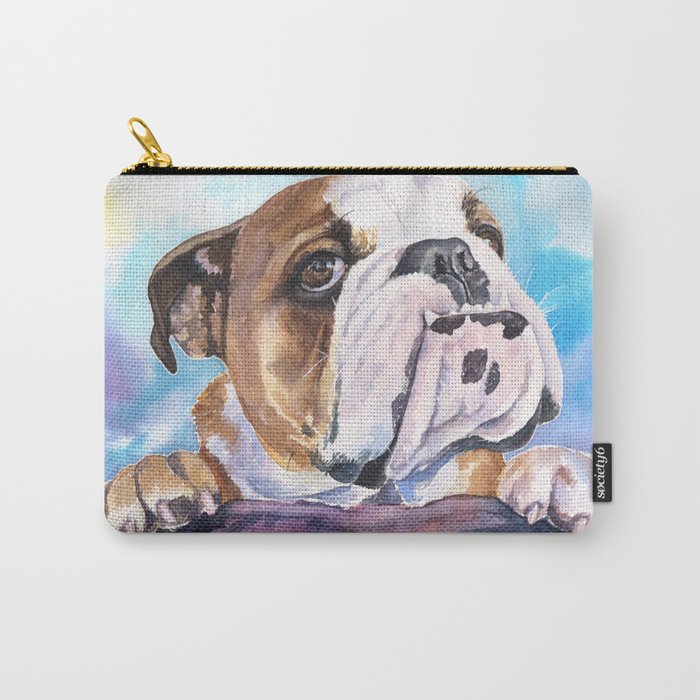 English Bulldog Watercolor | Pillow Cover | Dogs | Home Decor | Custom Dog Pillow | Dog Mom |Bulldog Carry-All Pouch
