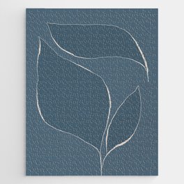 Abstract line-art leafy trio 4a - dark blue Jigsaw Puzzle