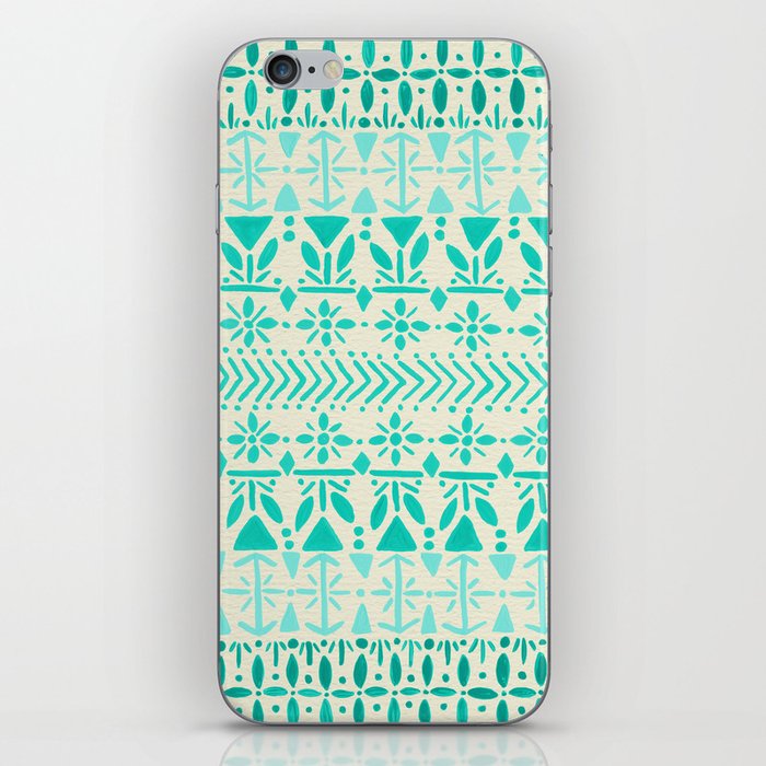 Norwegian Pattern – Aqua on White iPhone Skin