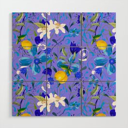 Watercolour flowers, floral ,summer pattern,lemons,citrus  Wood Wall Art