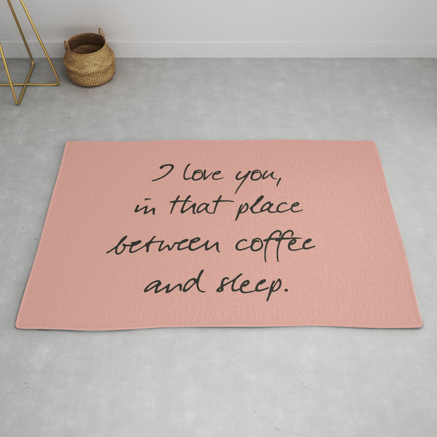 I Love You Between Coffee Sleep Romantic Handwritten Quote Humor Sentence For Free Woman And Man Rug By Stefanoreves