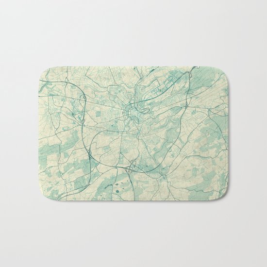 Luxembourg Map Blue Vintage Bath Mat