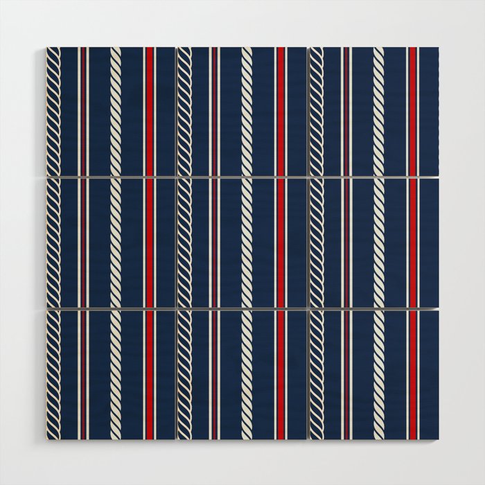 Nautical Blue Boat Stripes Wood Wall Art