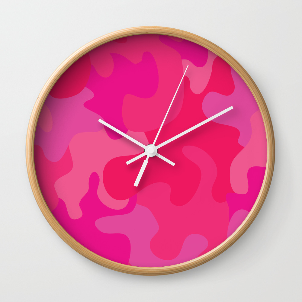 Hot Pink Camo Wall Clock