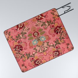 Pink Baroque Decoration vintage illustration pattern Picnic Blanket