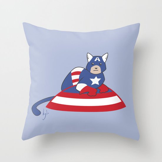 Captain AmeriCAT: The First Catvenger Throw Pillow