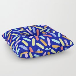 Dessert Digital Rainbow Sprinkles on Indigo Blue Graphic Pattern  Floor Pillow