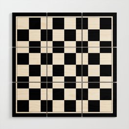 Vintage Chessboard & Checkers - Black & White Wood Wall Art