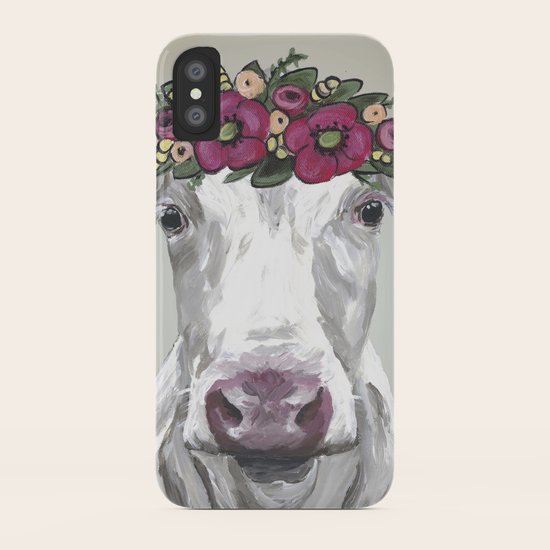 Flower Crown Cow Cute Cow Art Farm Animal Painting Iphone Case