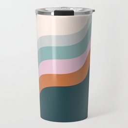 Abstract Diagonal Waves in Teal, Terracotta, and Pink Travel Mug