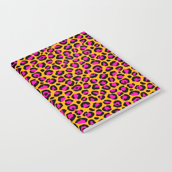 Neon Orange Pink Leopard Pattern Notebook