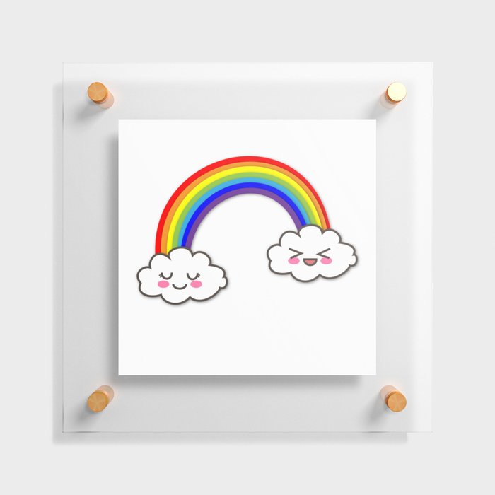 Cute Rainbow Clouds Love Emoji Floating Acrylic Print