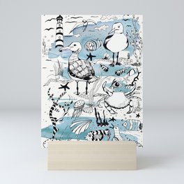 seagulls art Mini Art Print