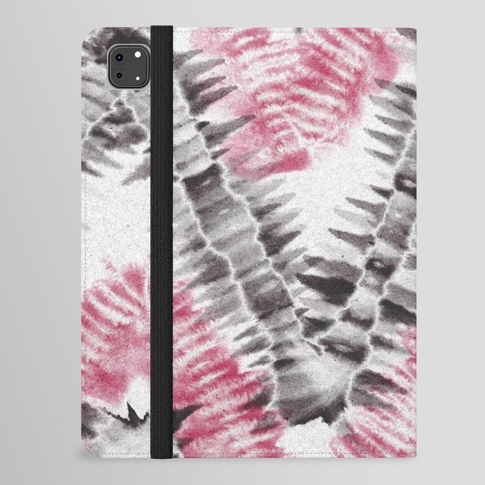 Pink Black Tie Dye Zigzag iPad Folio Case